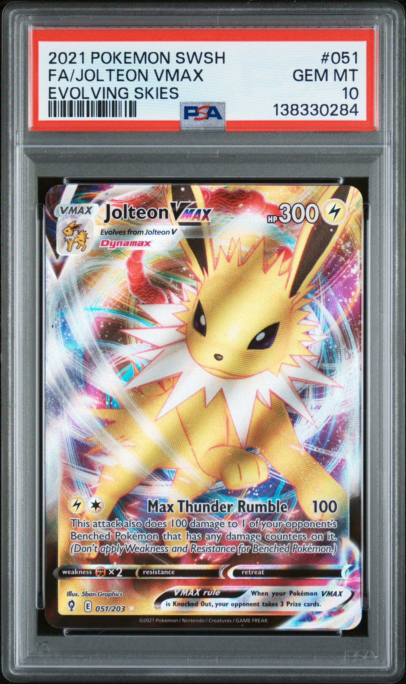 2021 Sword & Shield Evolving Skies Fa/Jolteon Vmax (PSA 10)